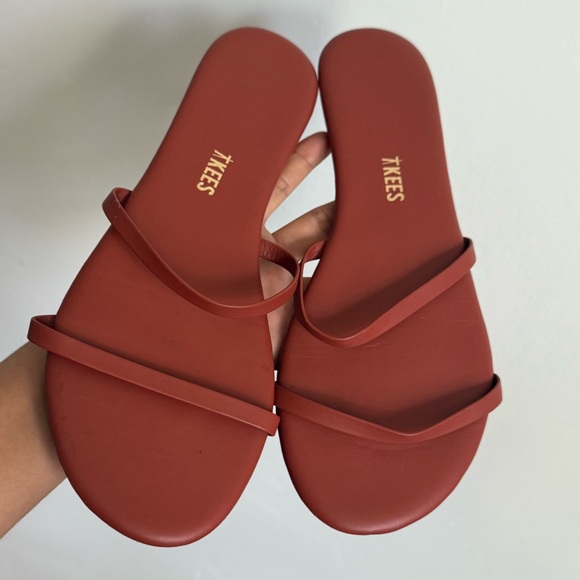 TKEES Gemma Double Strap Sandals Red Rust Size 8 - Picture 1 of 8